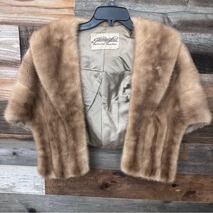 Vintage Mink Fur Capelet Shawl Stole Wrap Glam Hollywood Old Money Luxury Coat